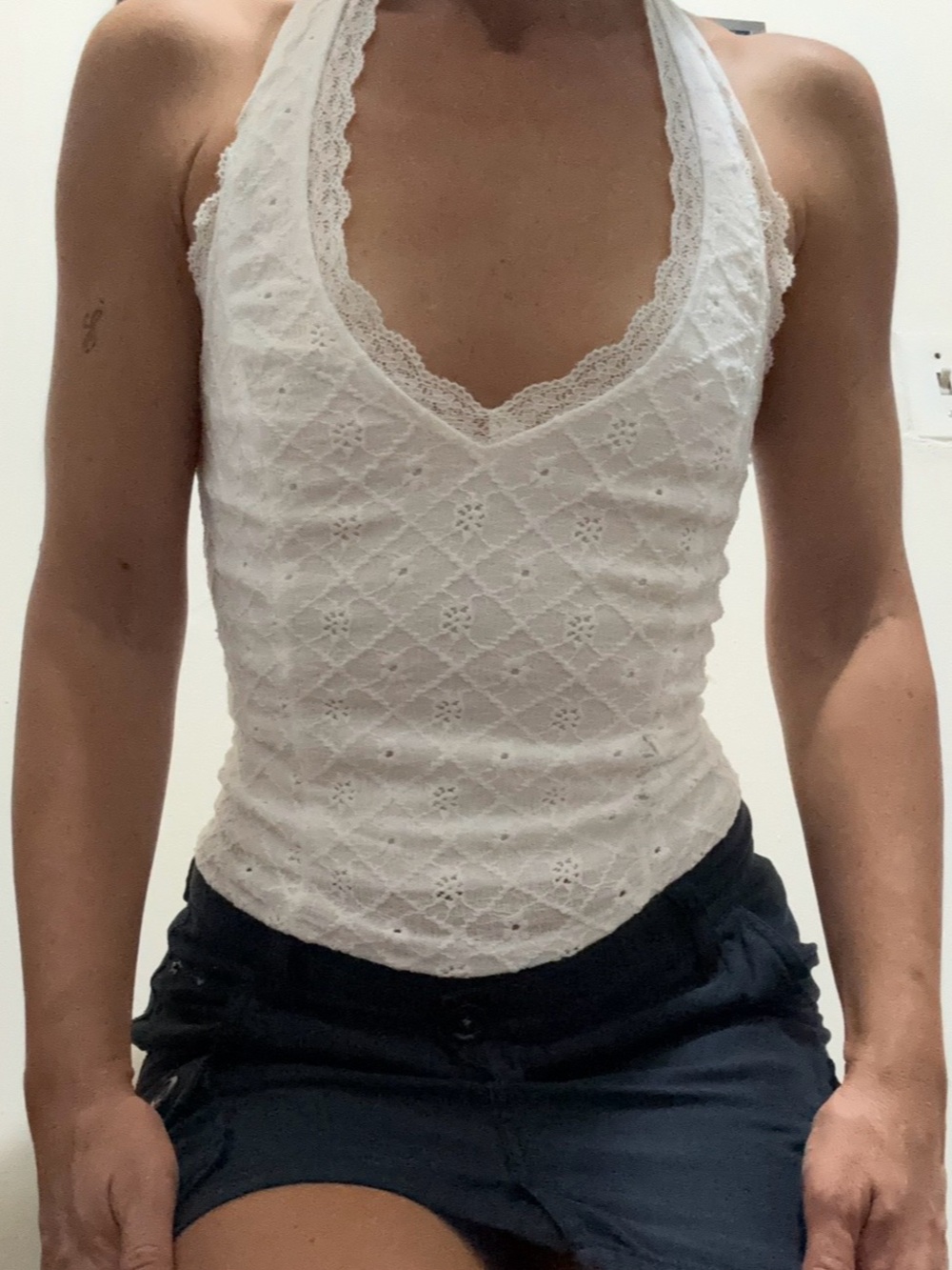 KIRIOUS White Lace Tank Top Size XS